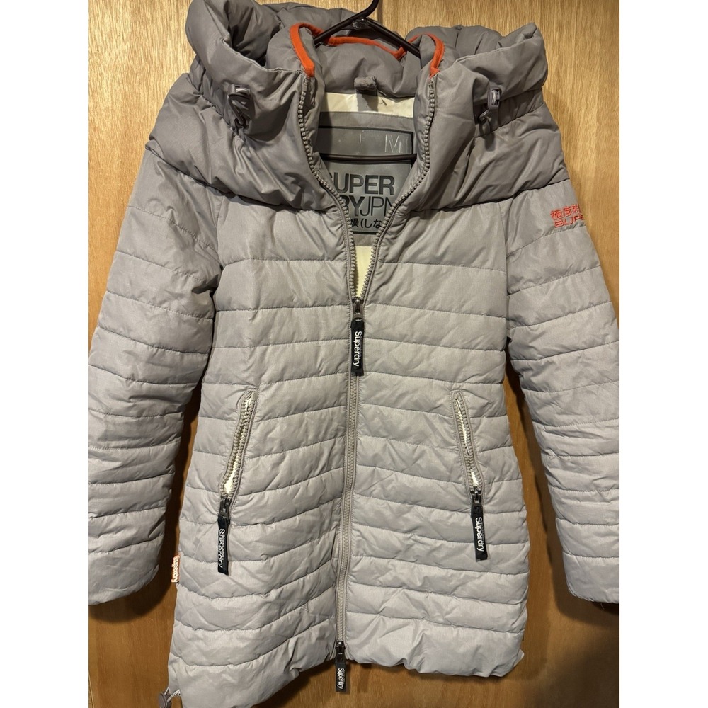Superdry Long Line Medium Puffer Coat With Japanese Logo